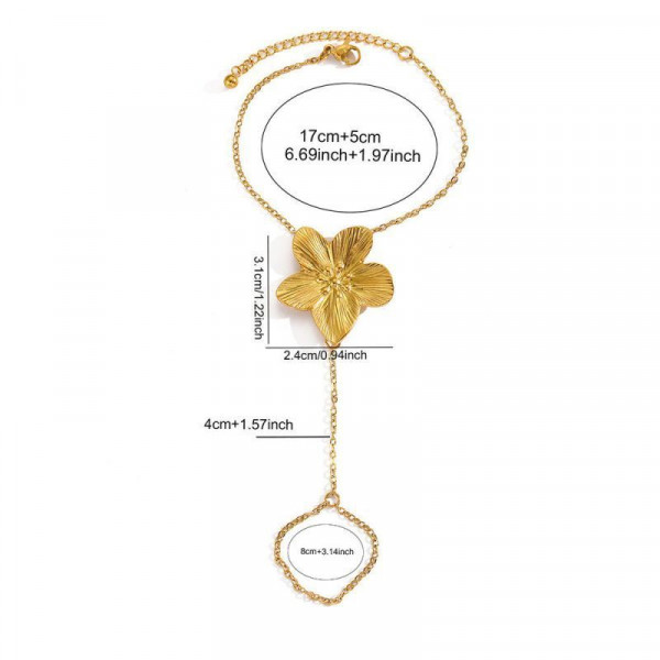 Браслет слейв золотистый цветок на изящной цепи CJQ18943
