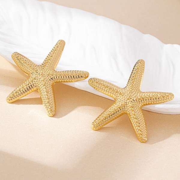 Массивные серьги-пусеты золотая звезда CJM86368