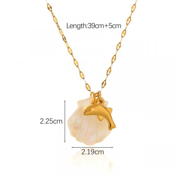 Золотистая цепочка с ракушкой и жемчугом CJL78901