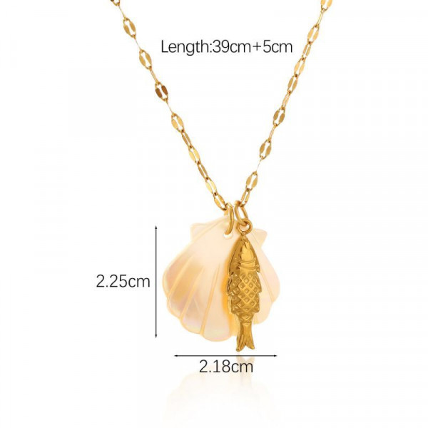 Золотистая цепочка с ракушкой и жемчугом CJL78901