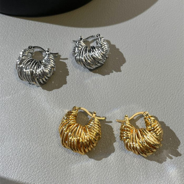 Фактурные серьги-конго в стиле «жгут» CJM71197