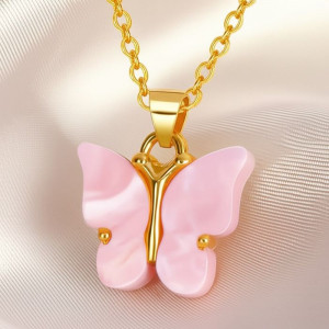 Цепочка с подвеской в форме розовой бабочки J10825CJJ
