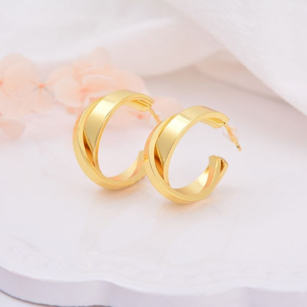 Серьги-полукольца витые золотистые CJC90496