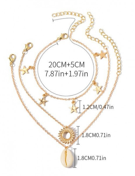 Набор браслетов на ногу с ракушкой и звездами M14772