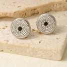 Серьги-пусеты Диски с черными кристаллами CJR68491