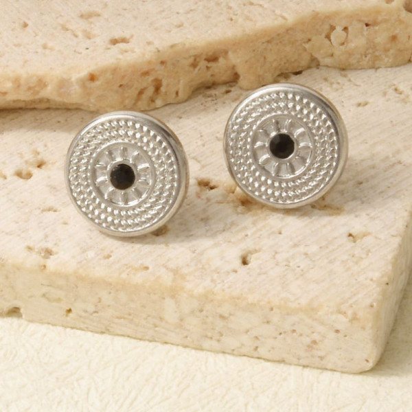 Серьги-пусеты Диски с черными кристаллами CJR68491