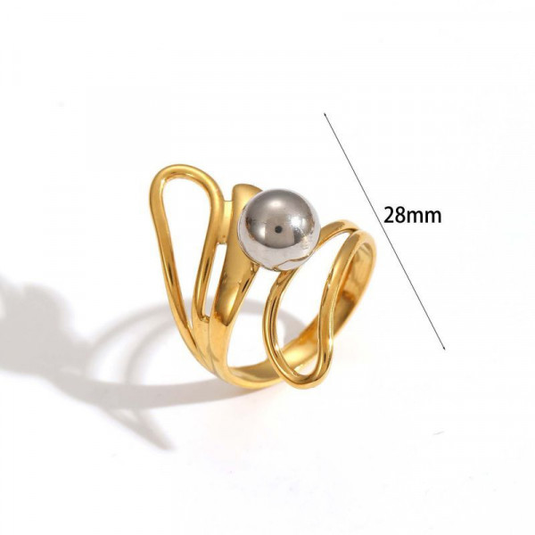 Широкое разомкнутое кольцо из стали с органической фактурой CJN31961