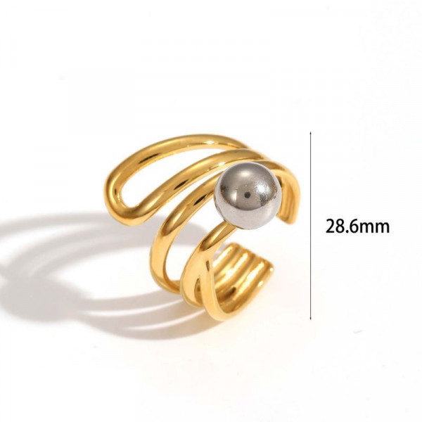 Широкое разомкнутое кольцо из стали с органической фактурой CJN31961