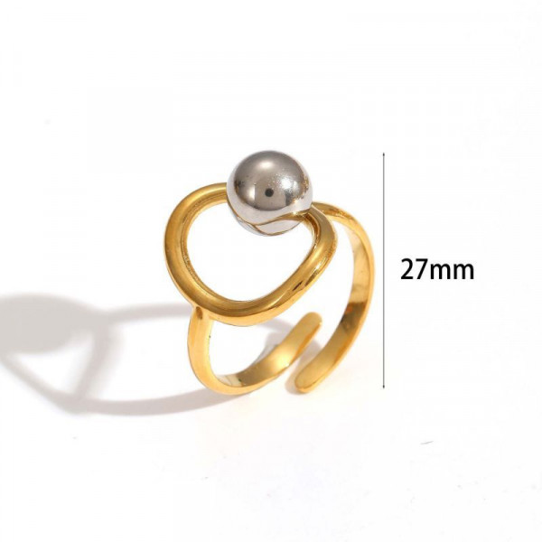 Широкое разомкнутое кольцо из стали с органической фактурой CJN31961