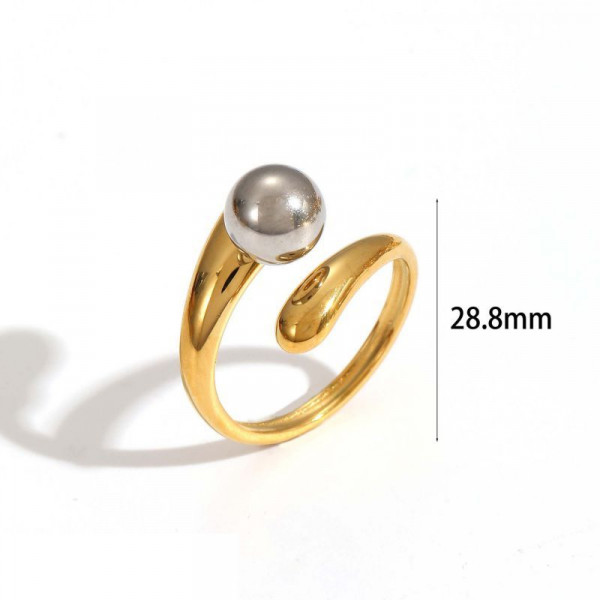 Широкое разомкнутое кольцо из стали с органической фактурой CJN31961