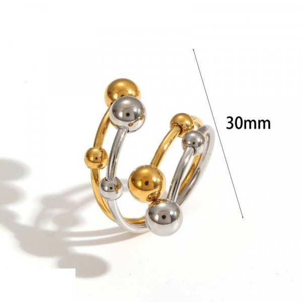 Широкое разомкнутое кольцо из стали с органической фактурой CJN31961