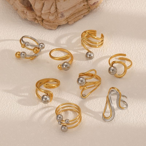 Широкое разомкнутое кольцо из стали с органической фактурой CJN31961