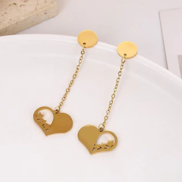 Серьги-цепочки с ажурными сердцами 1J11533CJJ