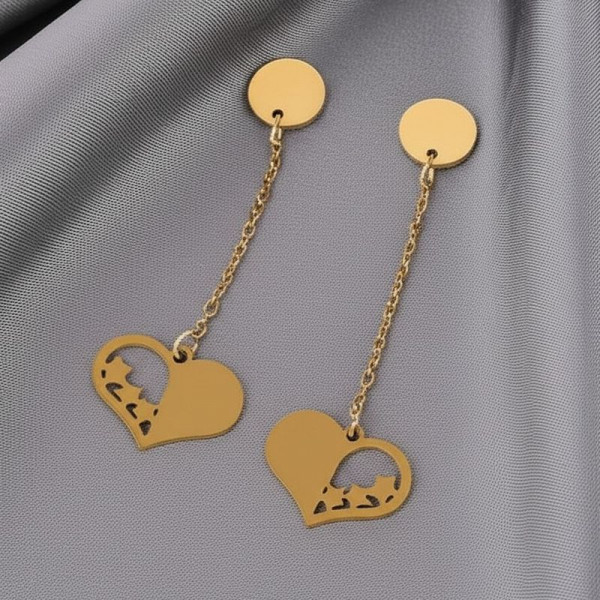 Серьги-цепочки с ажурными сердцами 1J11533CJJ