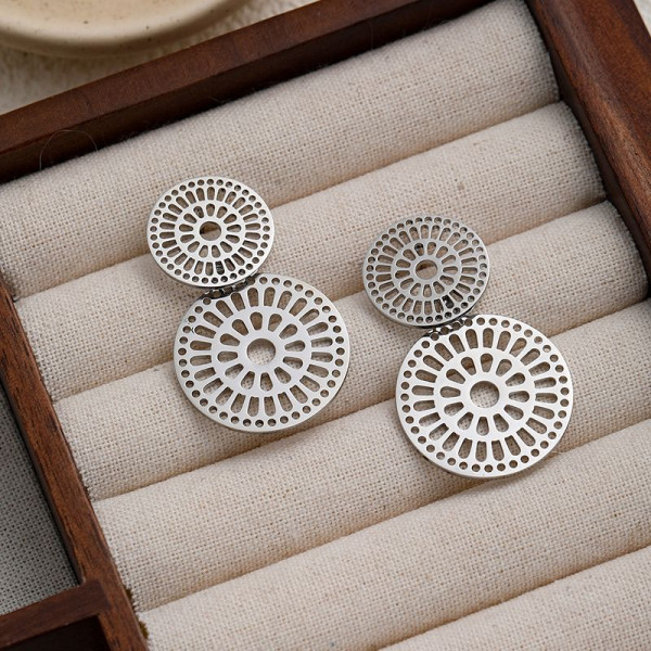 Серьги-пусеты Ажурные диски CJN91911