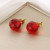 Серьги-пусеты Красные граненые шары CJJ17498