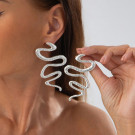 Длинные серьги-пусеты извилистые линии CJP36047