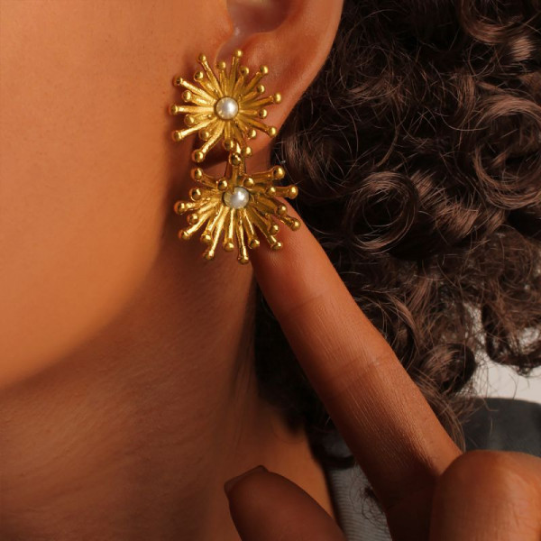 Серьги-гвоздики Солнца с жемчугом CJP52852