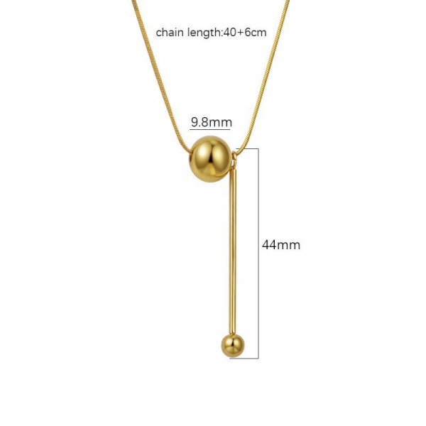 Золотистое колье-галстук с лаконичным круглым кулоном CJP55883