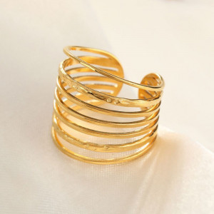 Многослойное кольцо из тонких золотистых линий CJH27685