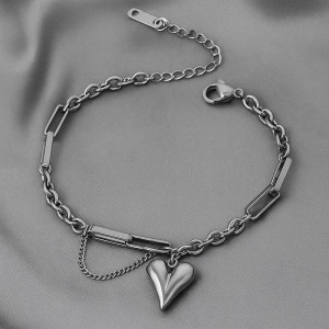 Браслет-цепочка с объемным сердцем и плетением 1J12013CJJ