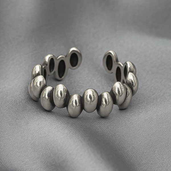 Широкое кольцо из чередующихся полированных овалов 1J12184CJJ