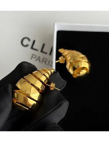 Золотистые серьги пусеты из латуни в форме личинки шелкопряда 1J10049CJJ