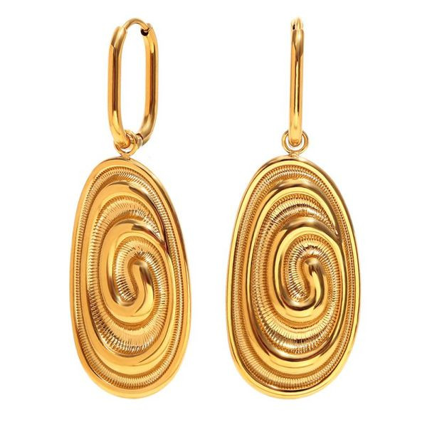 Серьги Висячие Овалы-спирали фактурные CJL49888