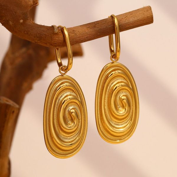 Серьги Висячие Овалы-спирали фактурные CJL49888