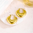 Золотистые серьги-кольца капли CJH63062