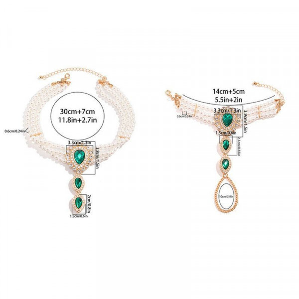 Браслет слейв жемчужная роскошь с изумрудным акцентом CJM03542