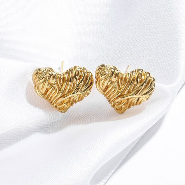 Фактурные серьги-пусеты Сердца CJH12677