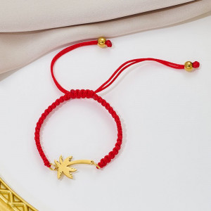 Браслет плетеная нить с золотистой пальмой CJQ92955